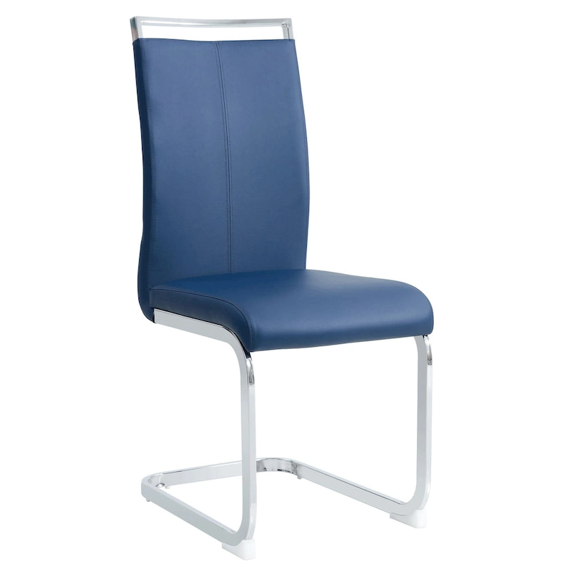 Set of 4 Modern Dining Chairs,High Back Side Chair with C-shaped Tube Chrome Metal Legs