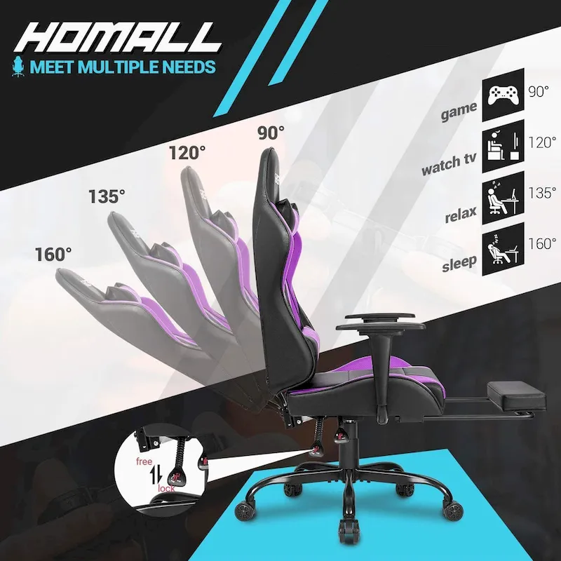 Gaming Chair with Footrest - Ergonomic Desk Chair