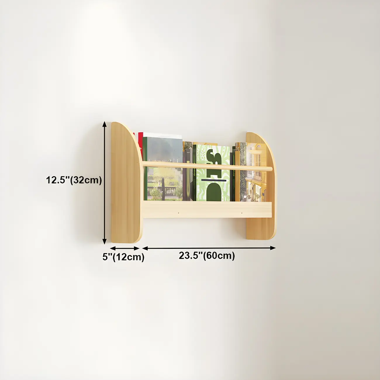 Modern Slim Wood Wall-Mounted Bookshelf