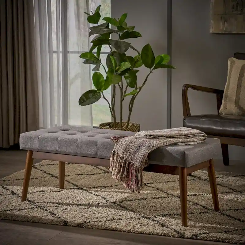 Flavel Tufted Fabric Ottoman Bench by Christopher Knight Home