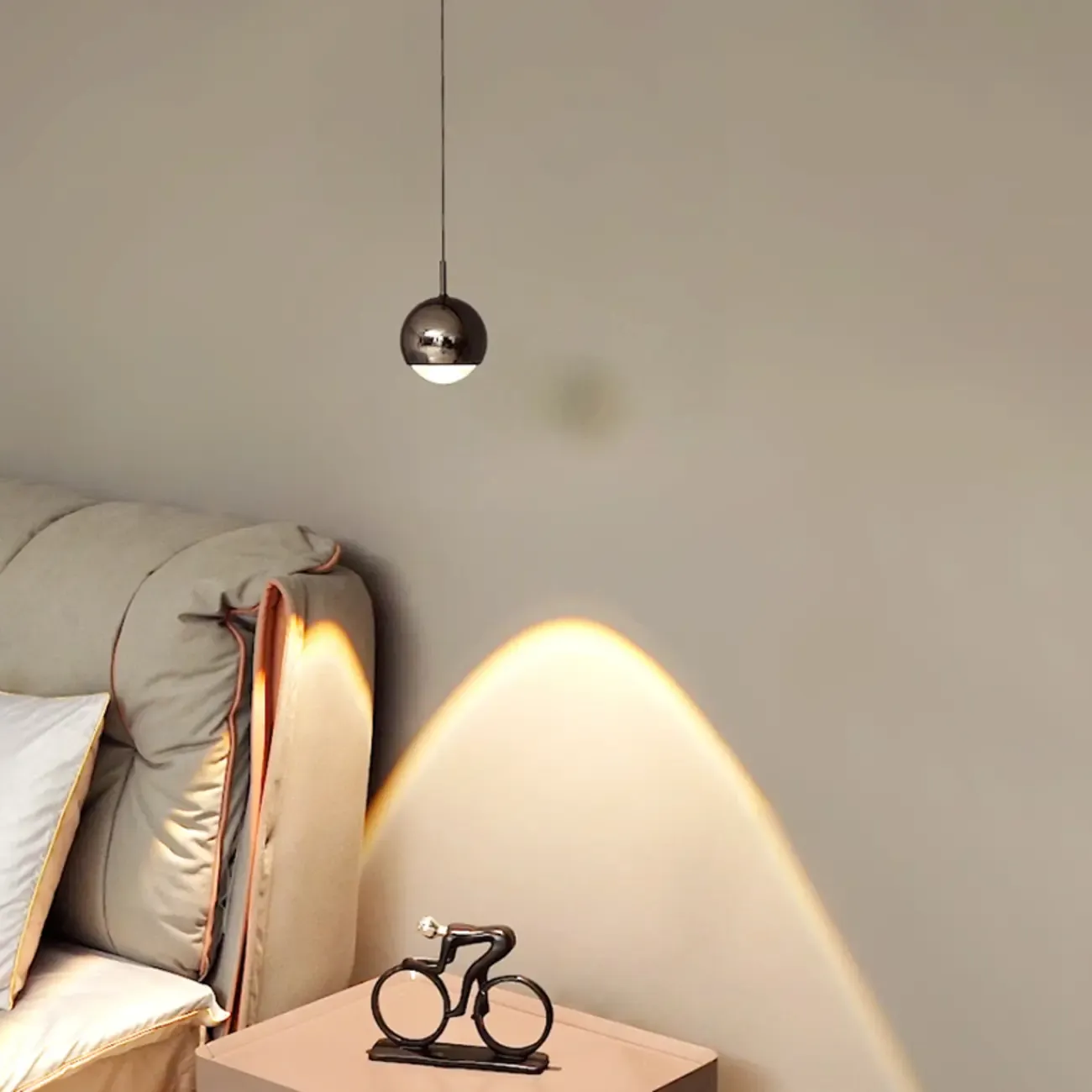 Modern Chrome Metal Globe Pendant Light Warm LED