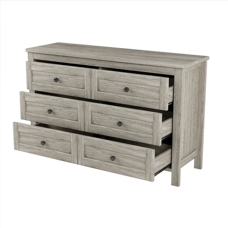 Farmhouse Style Wooden Dresser with 6 Drawer