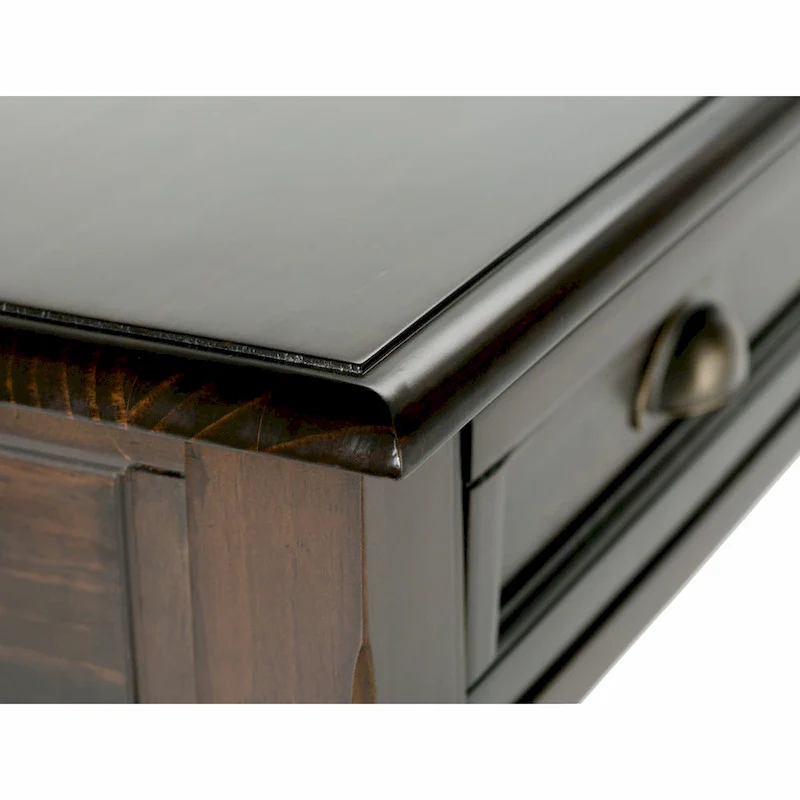 42-Inch Solid Wood Office Desk (Transitional Style, Mahogany Brown)