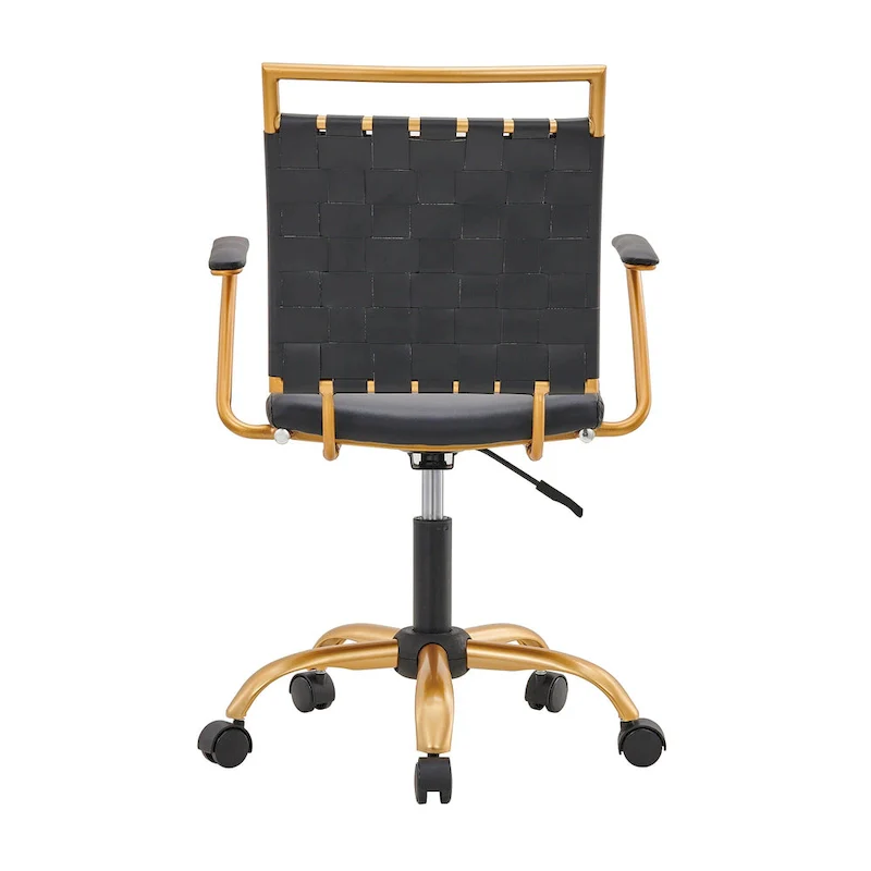LUXMOD Goldtone Leather Mid Back Office Chair Swivel Computer Desk Chair