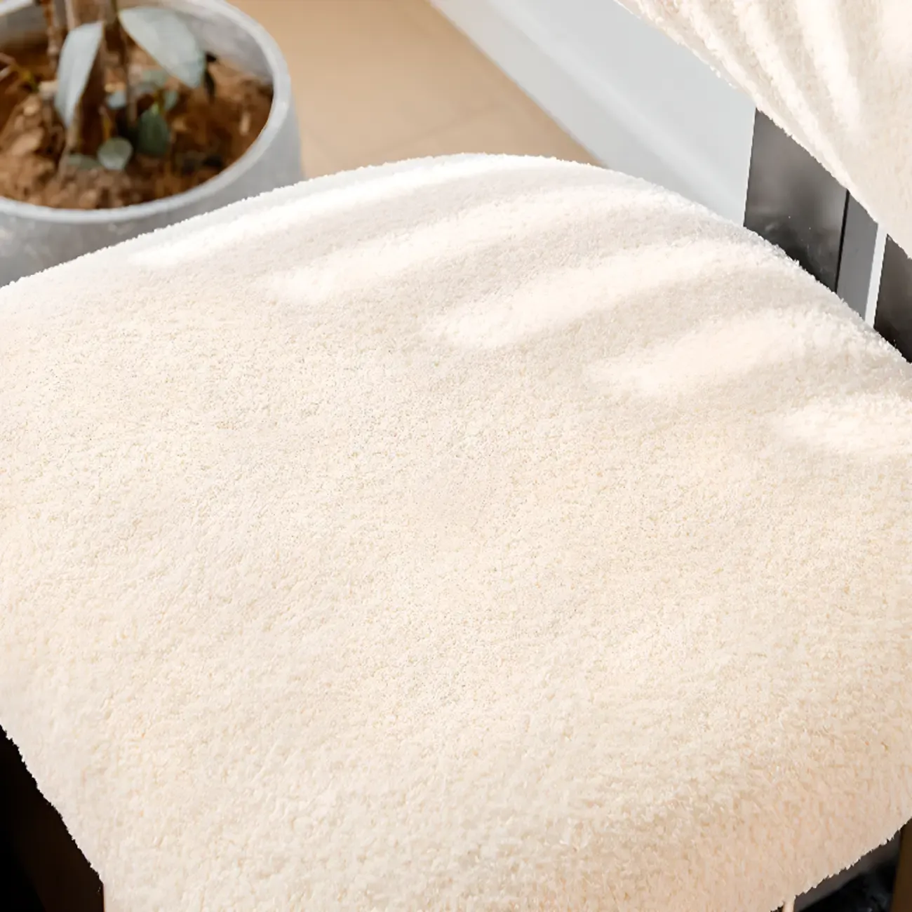 Wooden Boucle Cushioned Backrest Bar Stool