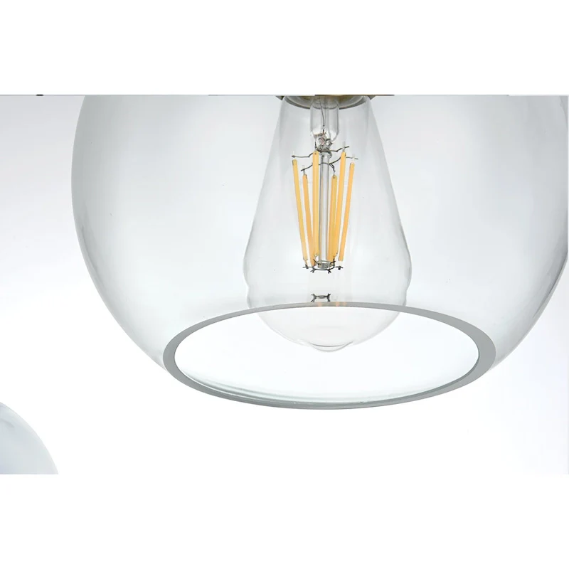 Clear Spherical Glass/ Metal 3-Light 36-inch Pendant