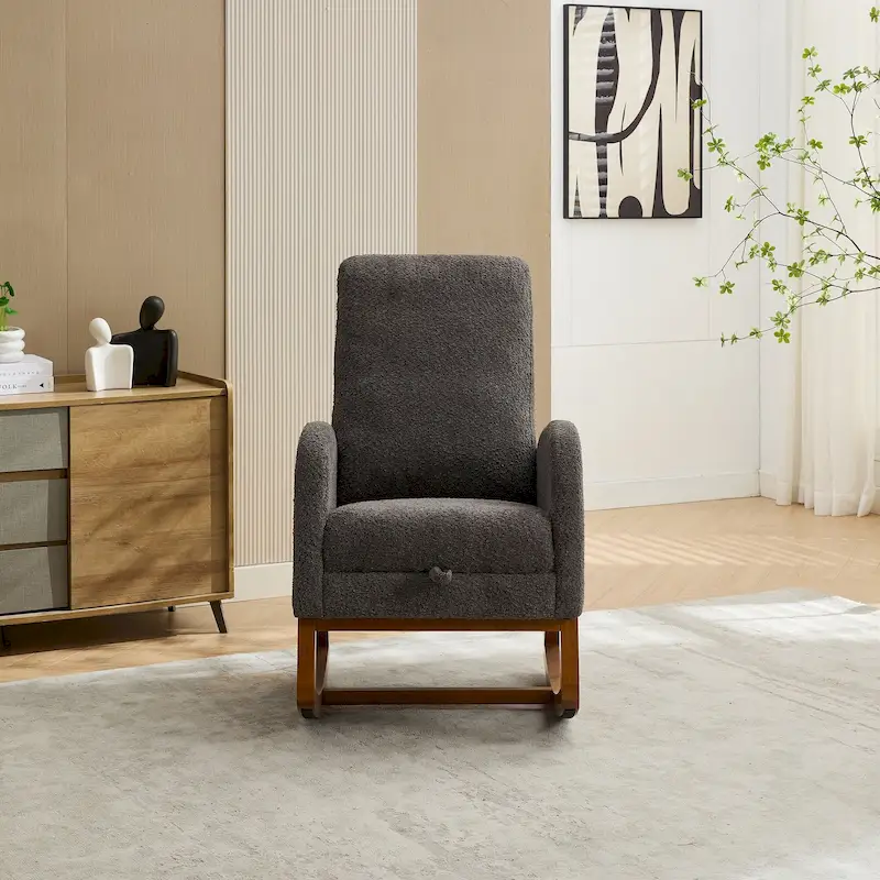 Living Room Rocking Accent Chair with Retractable Footrest