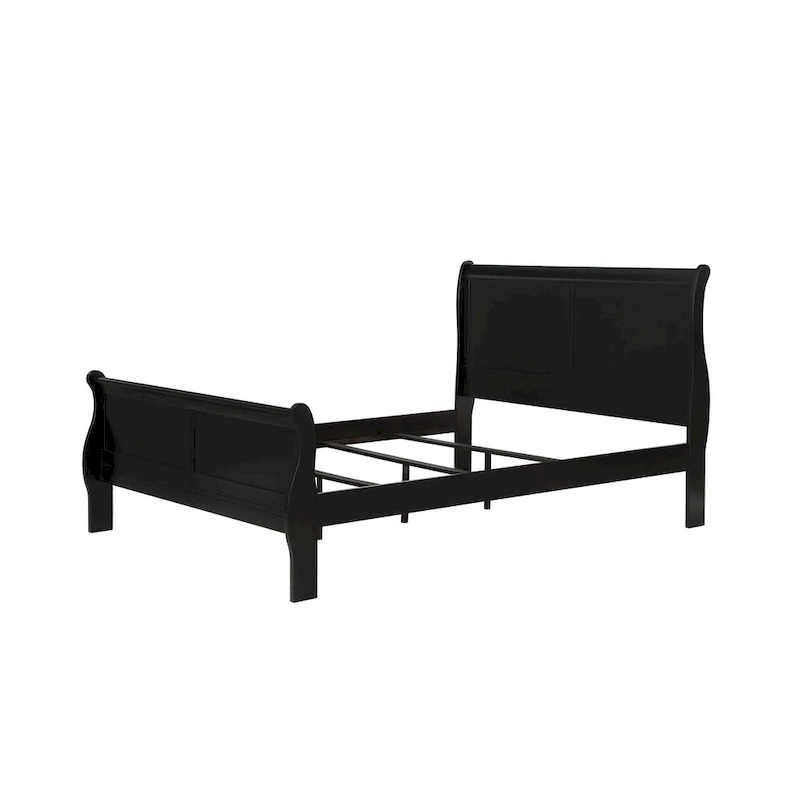 Lillie 6 Piece Black Wooden Sleigh Bedroom Set
