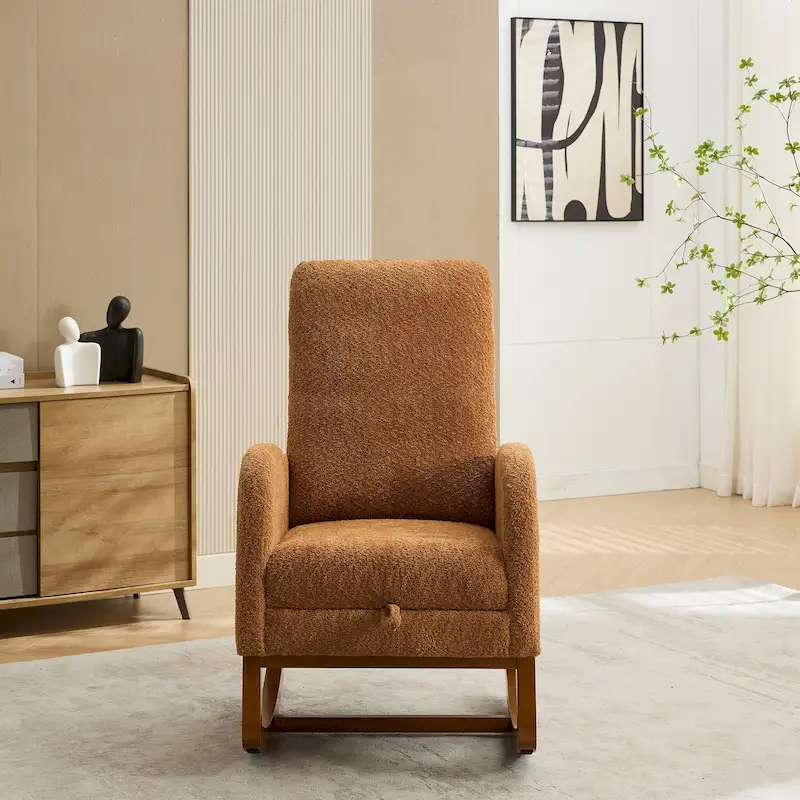 Living Room Rocking Accent Chair with Retractable Footrest