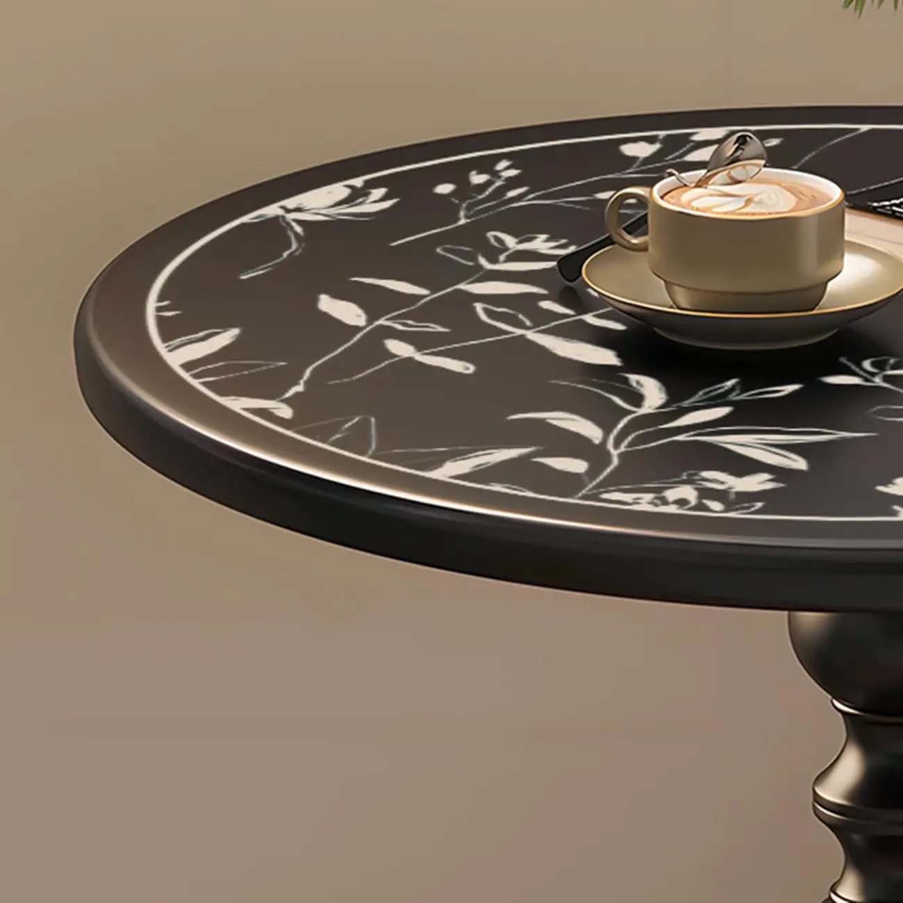 Modern Classic Iron Pedestal End Table Black-White