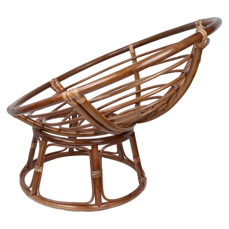 Rattan Papasan Chair with Tufted All-Weather Cushion – 42