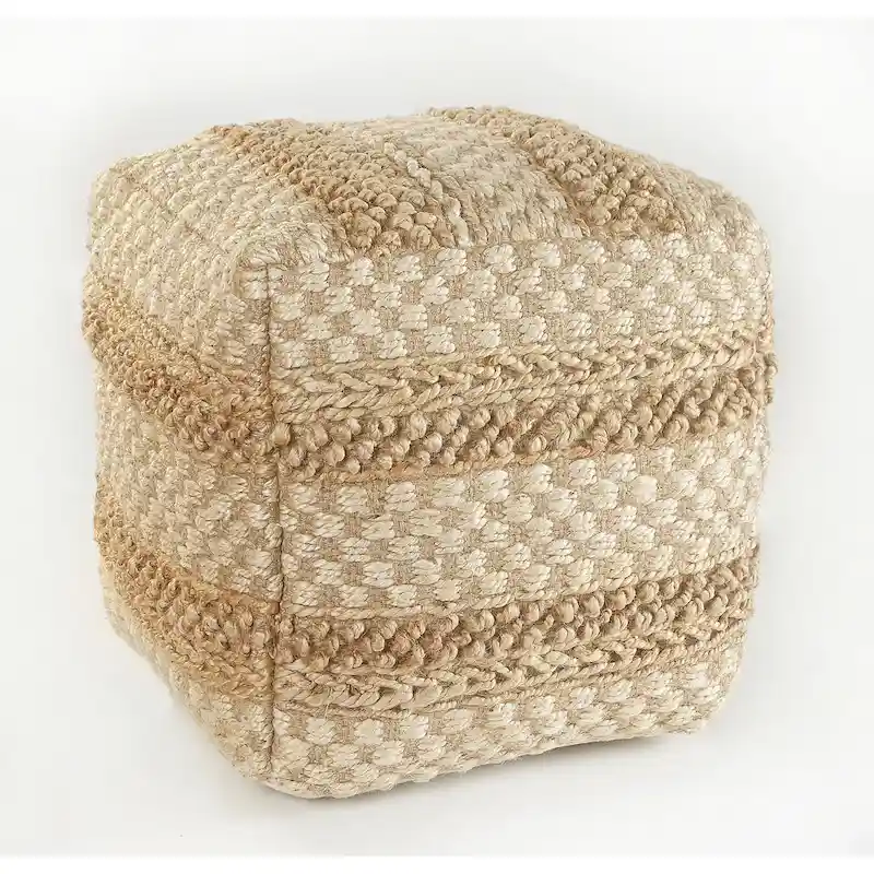Sevita Natural Jute Checkered Pouf