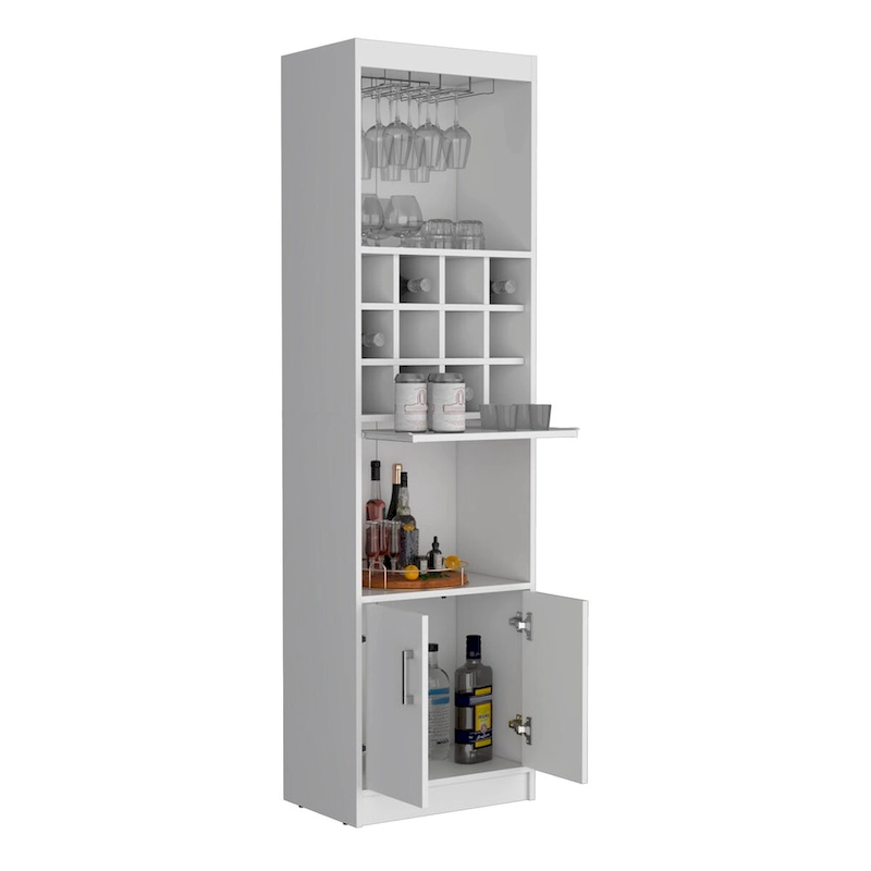71Tall Bar Cabinet 5-Tier Modern Bar Cabinet with Glass Holder Stemware Rack,Wine Cabinet,12 Bottle Cubbies,5 Shelves
