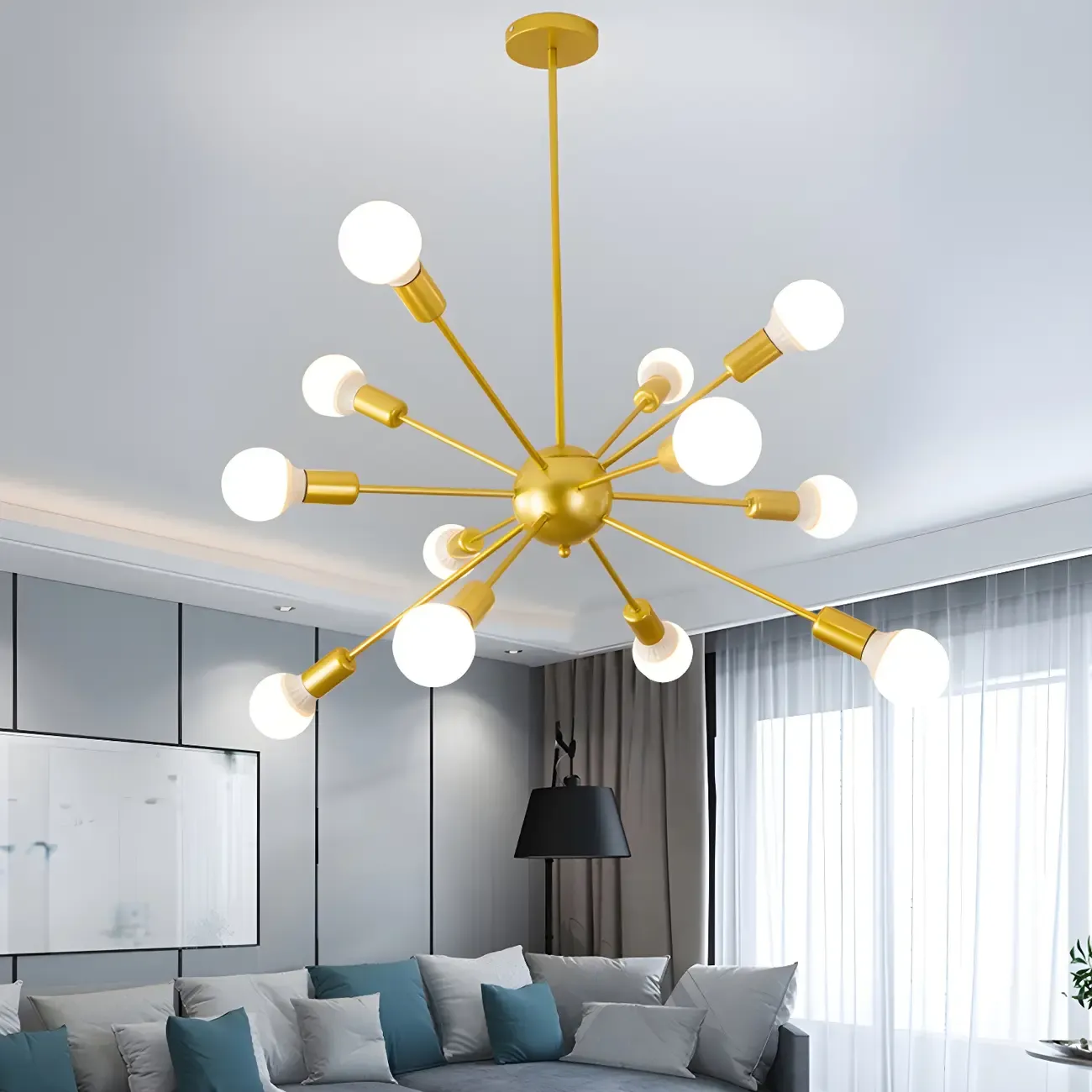Modern LED Gold Globe Sputnik Chandelier