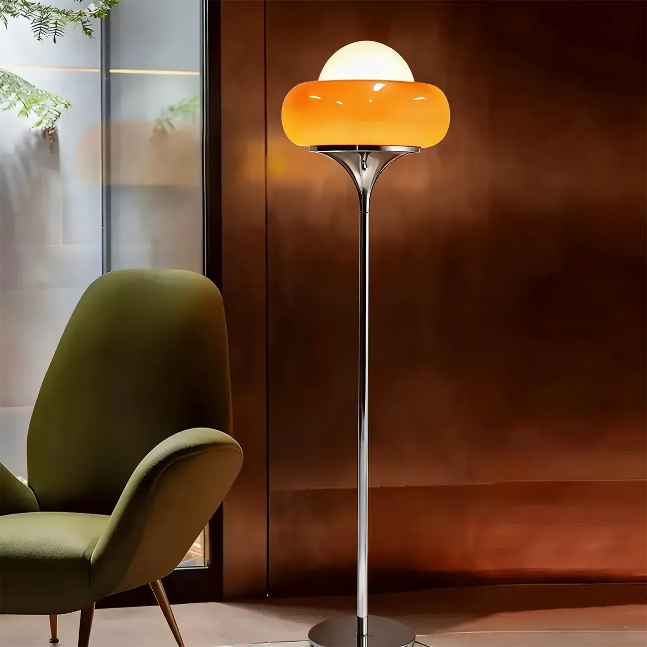 Modern Yellow Bubble Glass Metal LED Floor Lamp