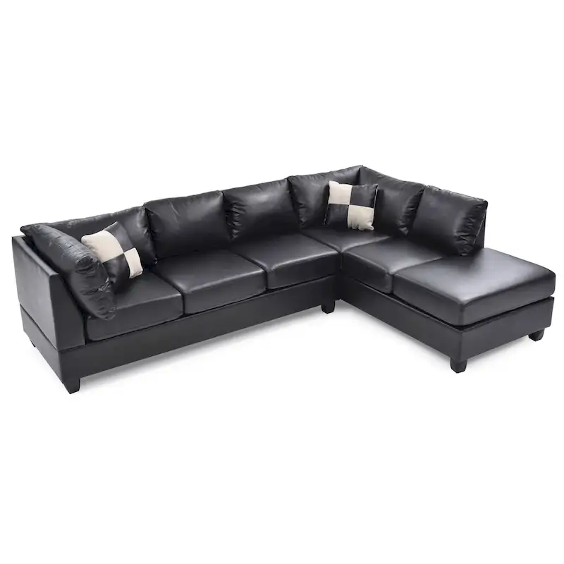 Malone L-shaped Reversible Faux Leather Sectional Sofa