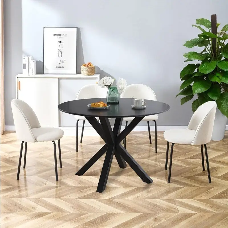 Grondin Mid-Century Modern Round Dininig Table with MDF Top and Pedestal Base, 42.1 End Table Leisure Table