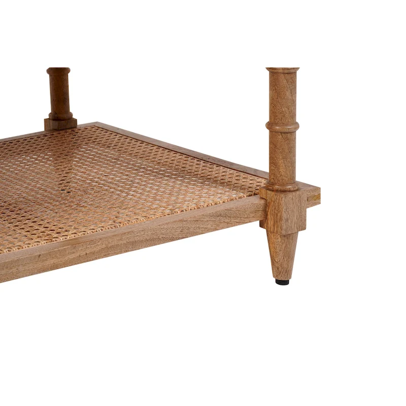 Carolina Living Chesterfield Wood & Cane Coffee Table - Whitewash