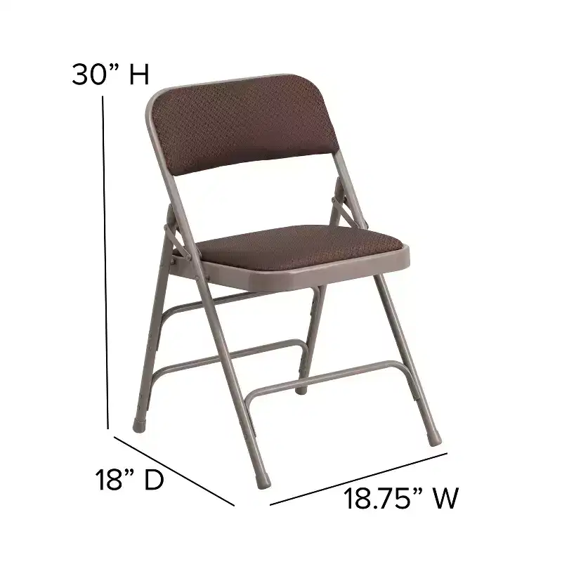 Emma and Oliver 4 Pack Curved Triple Braced & Double Hinged Fabric Upholstered Metal Folding Chair