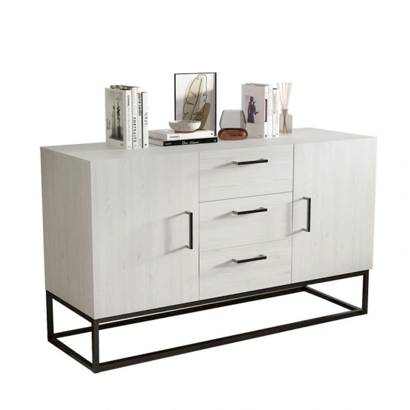 Faux Wood Sideboard with 3 Drawer Server Cabinet