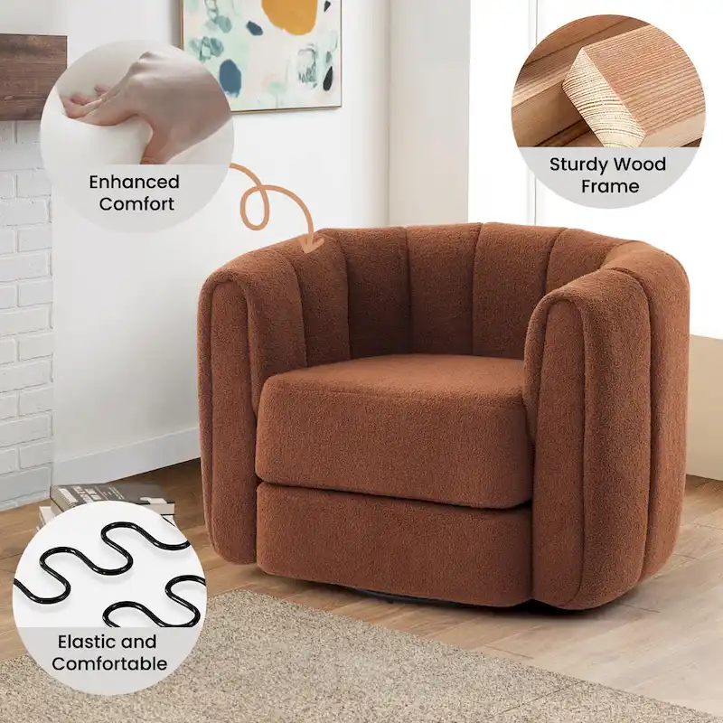 Swivel Teddy Accent Barrel Chair