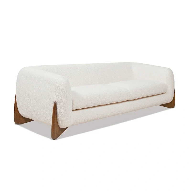 90.5 Boucle Upholstered Sofa with Wood Legs