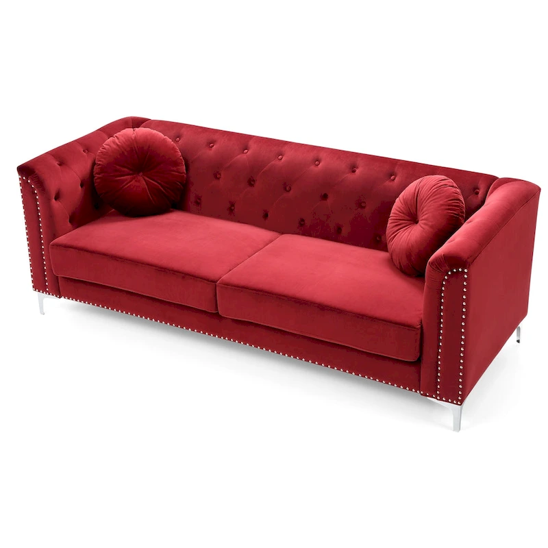 Pompano Velvet Button Tufted Sofa