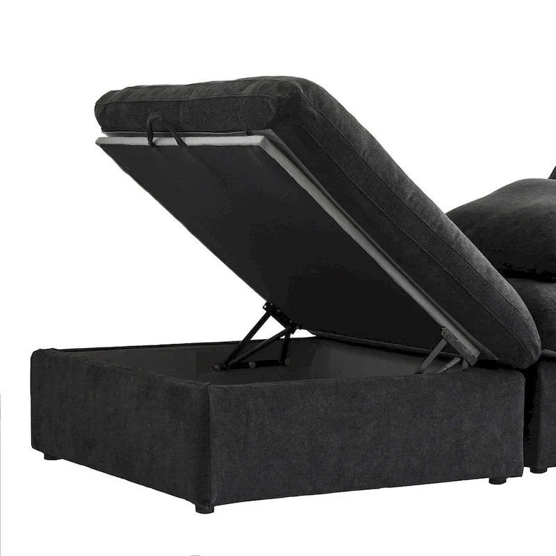 160 Widen Sectional Sofa Down Filled U-Shaped Couch 4 Seater with 2 Ottoman