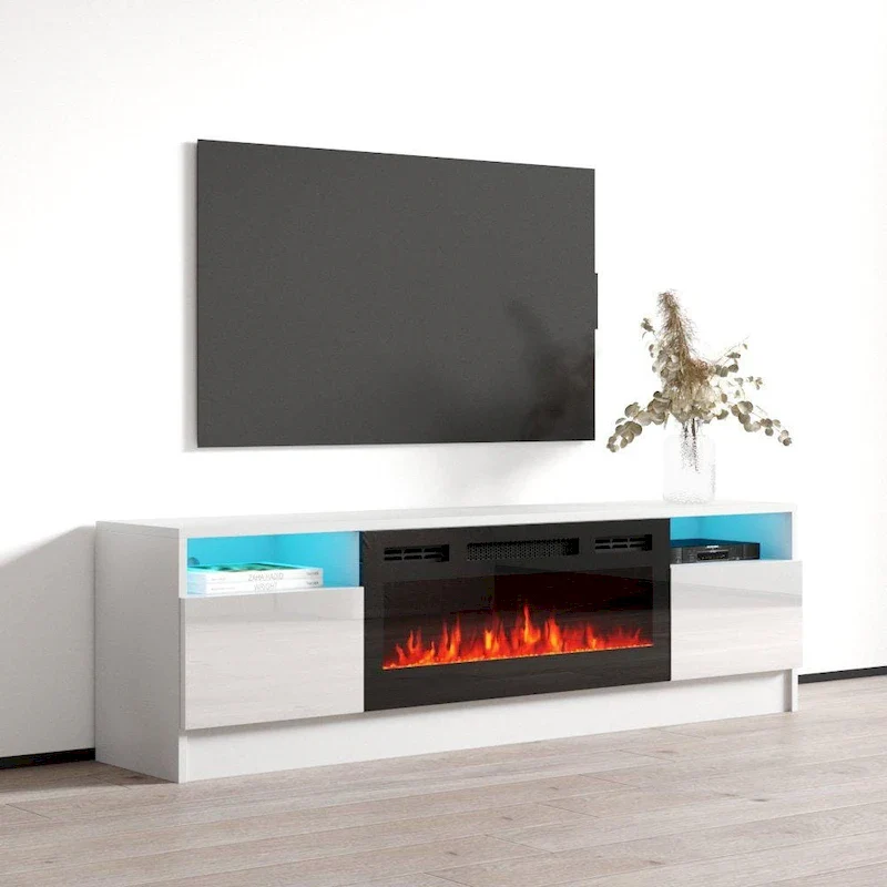 Duke 01 BL-EF Electric Fireplace 63 TV Stand