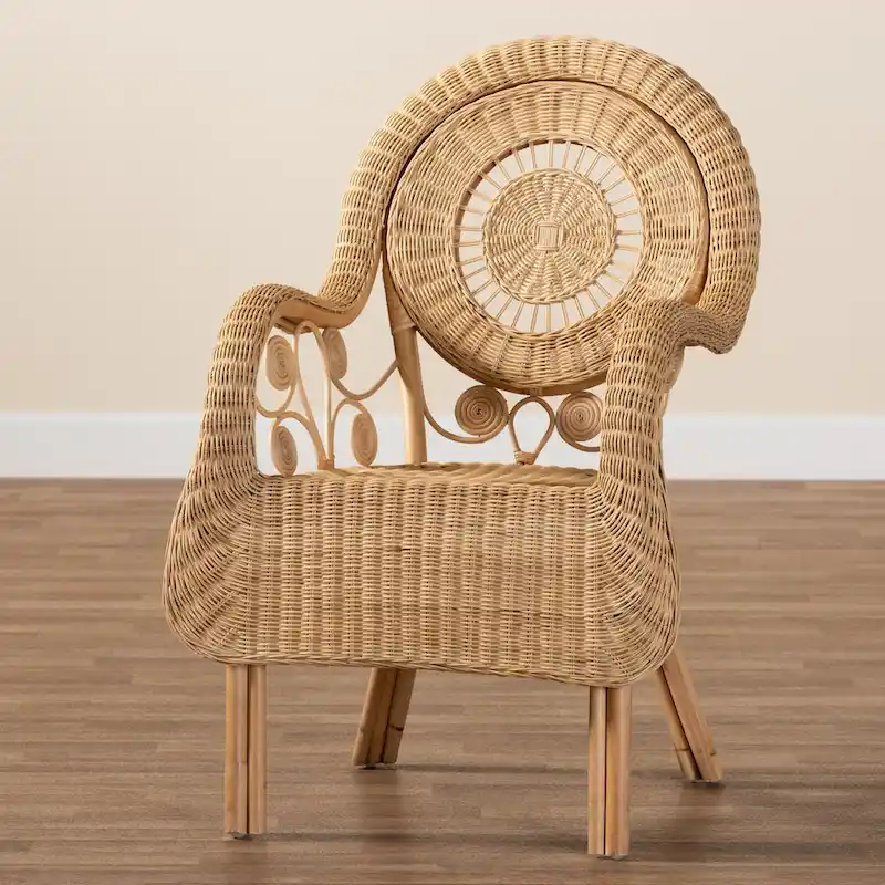 Putri Modern Bohemian Natural Rattan Arm Chair