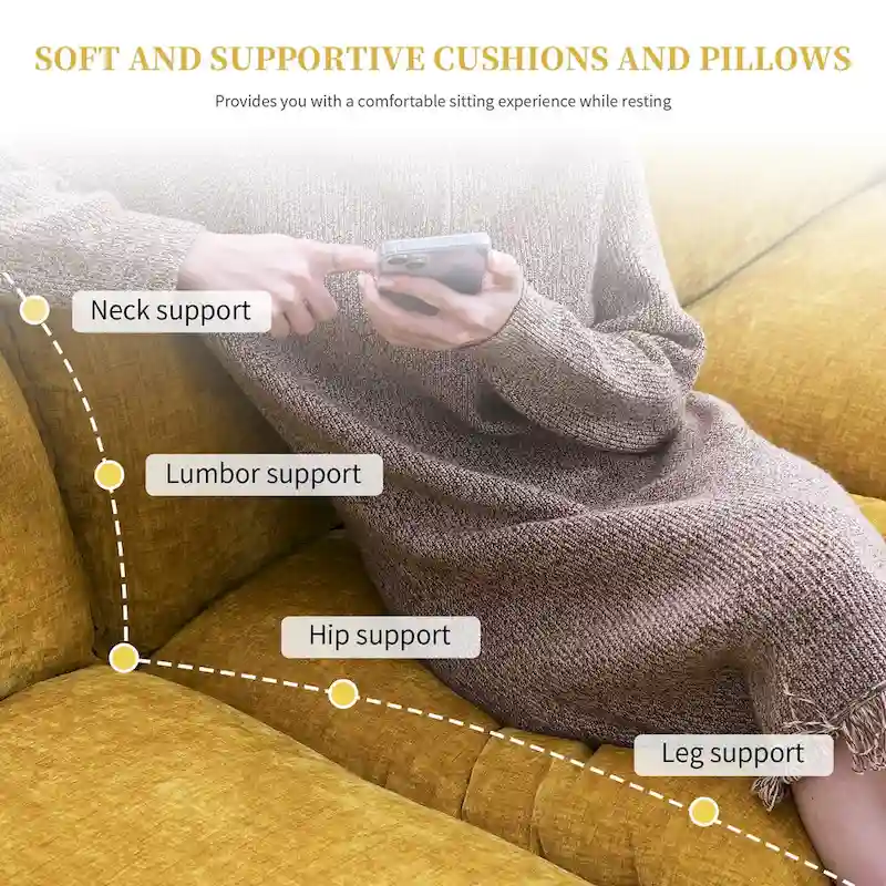 118*55 L-shaped Chenille Cloud Sofa with Double Seat Cushions, 5-seat Upholstered Sleeper Sofa Couch with Chaise Lounge