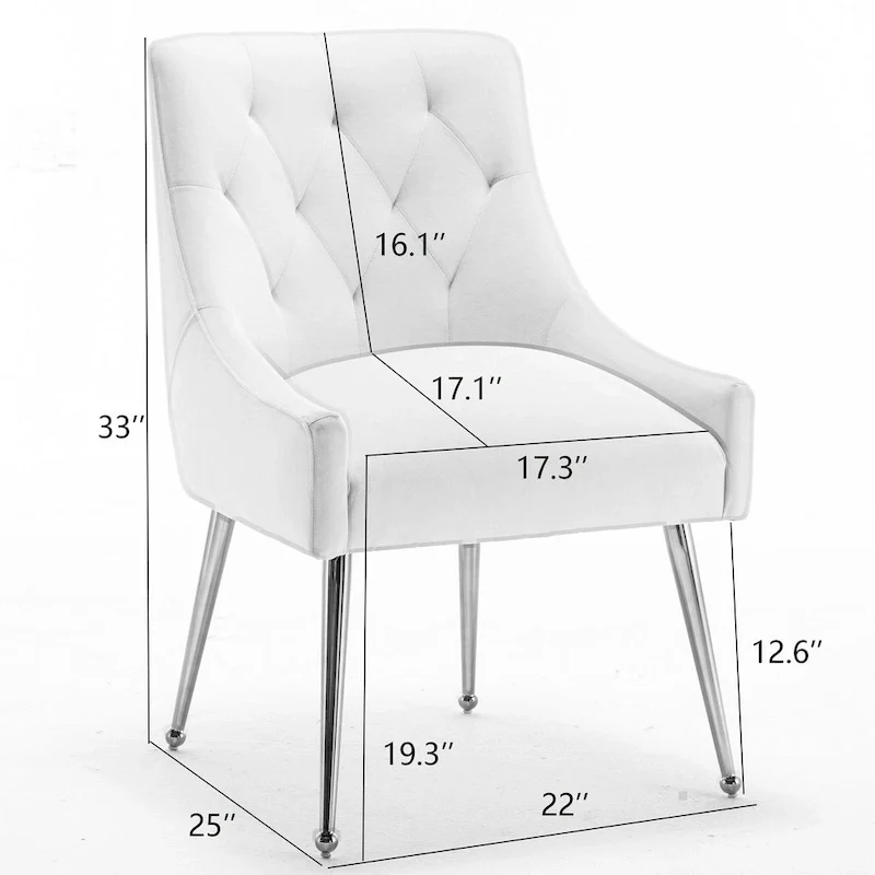 SEYNAR Modern Boucle Velvet Upholstered Accent Dining Chair Set of 2 Tufted Back Armless Chair with Golden Legs