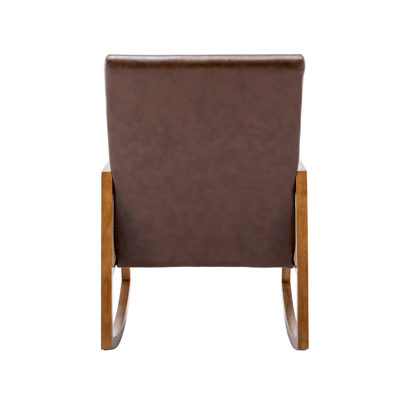 Modern PU Leather Rocking Chair with Rattan Arms