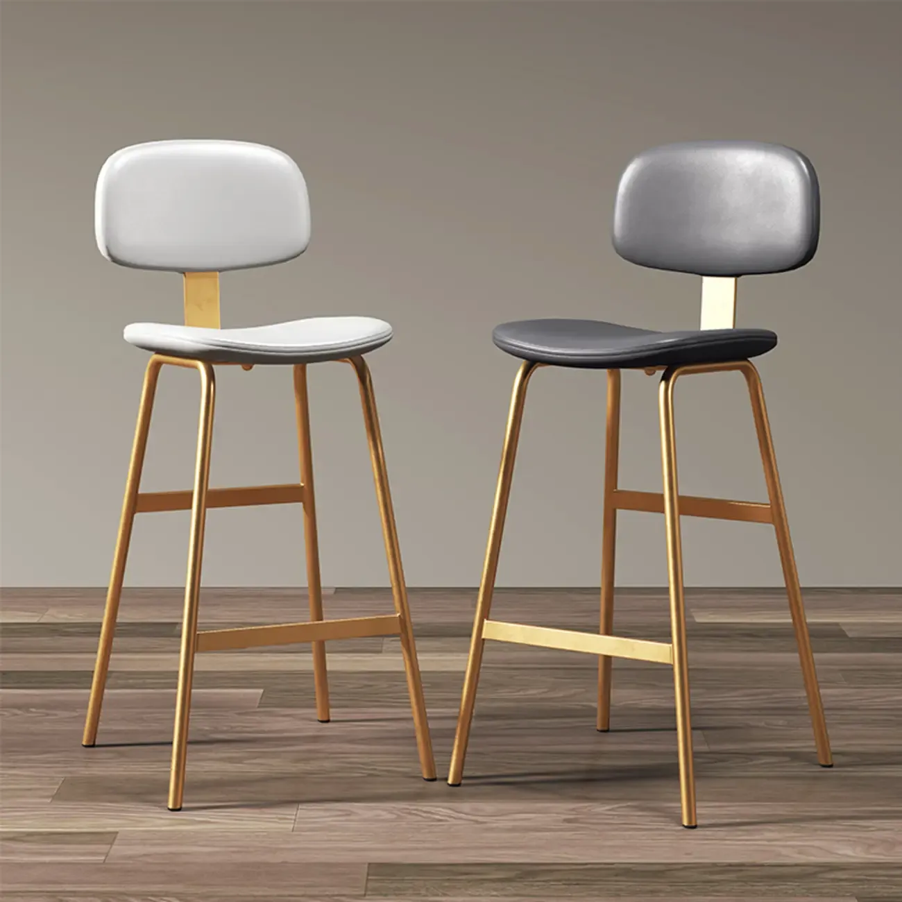 Saddle Faux Leather Counter Stools with Backs