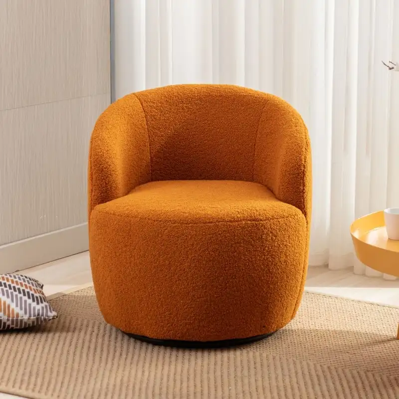 Teddy Fabric Swivel Accent Barrel Chair With Powder Coating Metal Ring