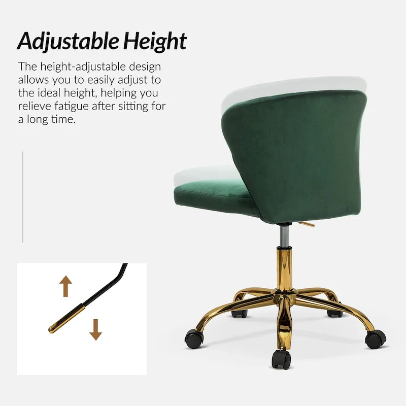 Ilia Modern Velvet Wingback 360 degree Ergonomic Office Task Chair with Channel Tufted Back by HULALA HOME