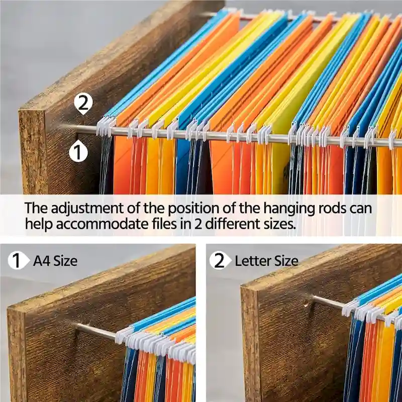 Rolling File Cabinet with 2 Drawers and 2 Open Shelves