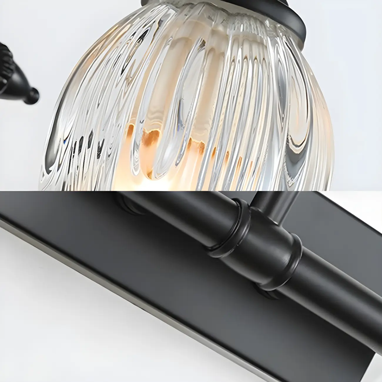 Elegant 3 heads Black Metal Wall Lamp with Crystal Globe