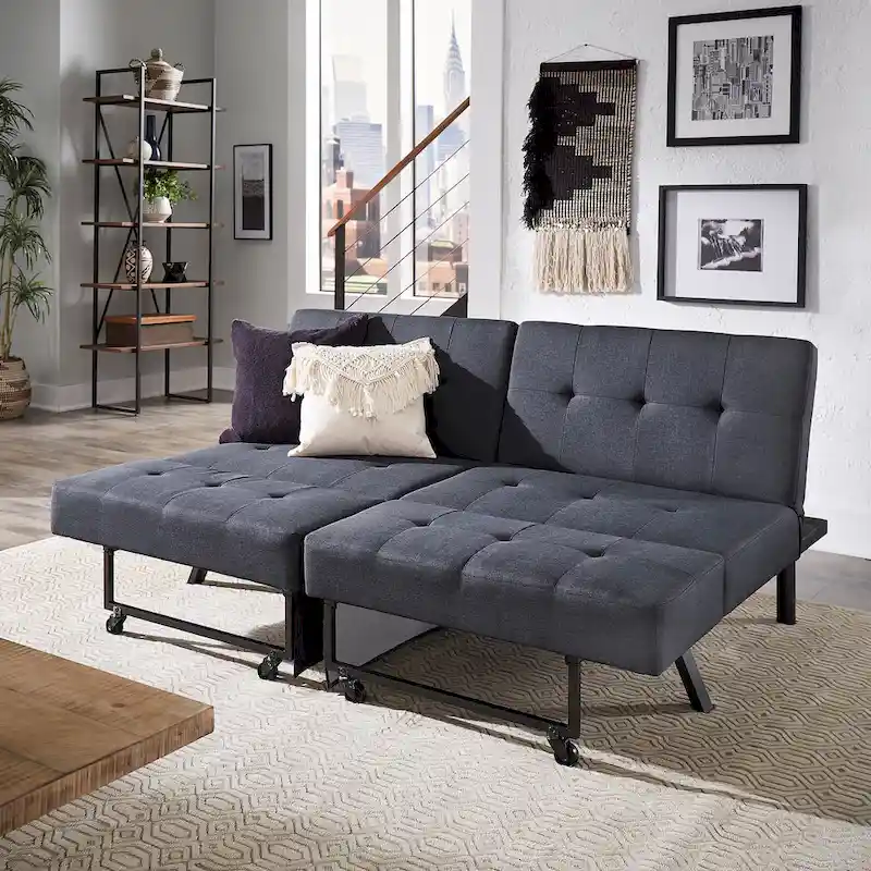 Palatka Full 80 Wide Tufted Fabric Convertible Futon by iNSPIRE Q Classic