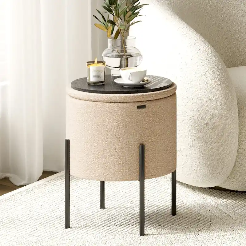 StorageBud Round Ottoman with Storage