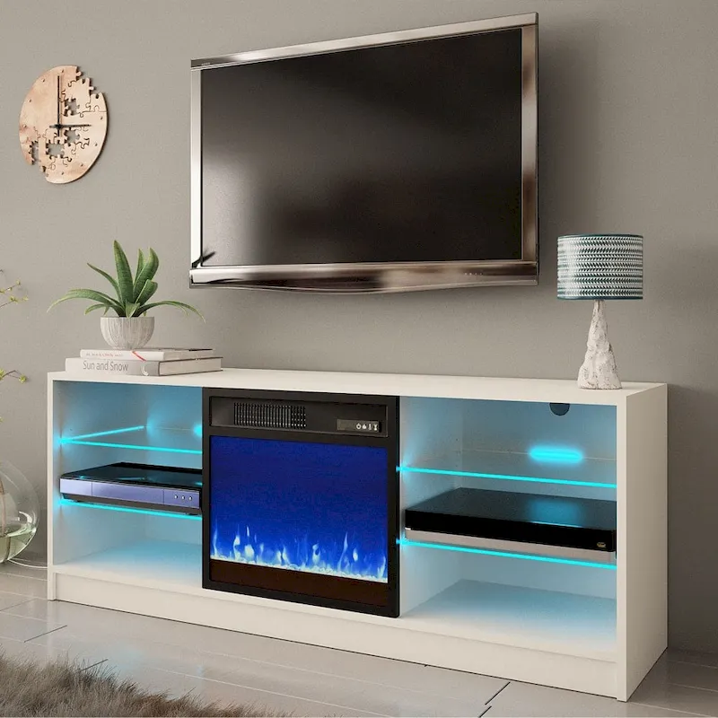 Manhattan Electric Fireplace Modern 58 TV Stand