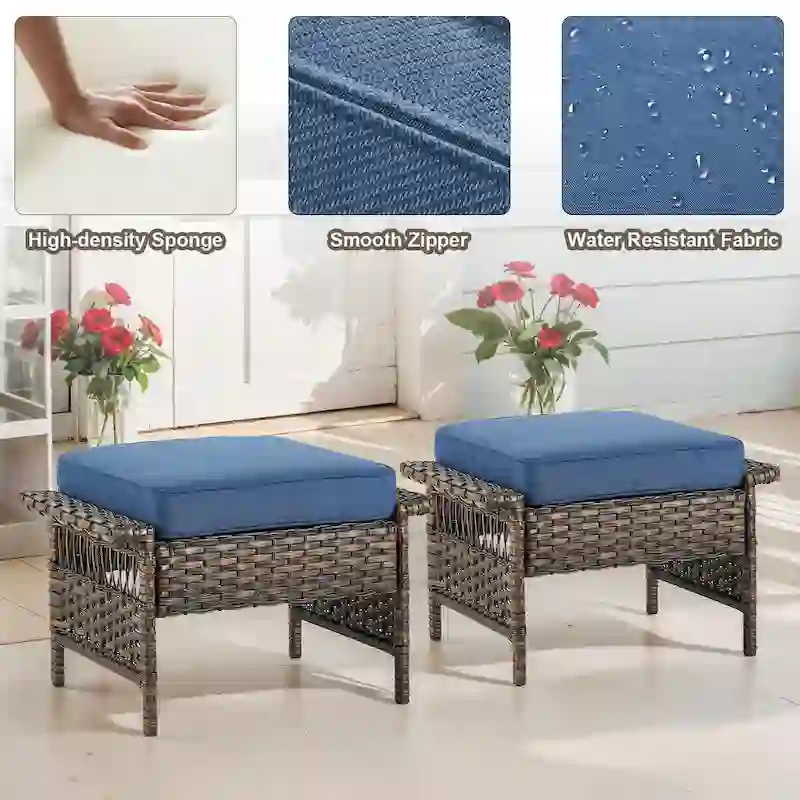 Gymojoy Patio Swivel Rocking Lounge Chair with Ottoman - Brown