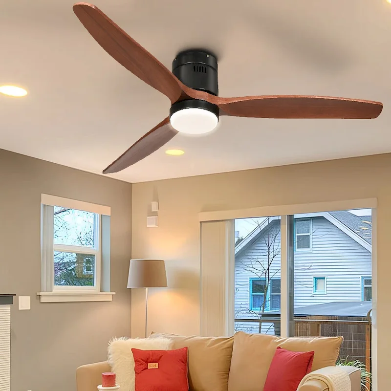 Moasis 52 Inch Flush Mount Ceiling Fan with Light and Remote Control,Low Profile Smart Ceiling Fan