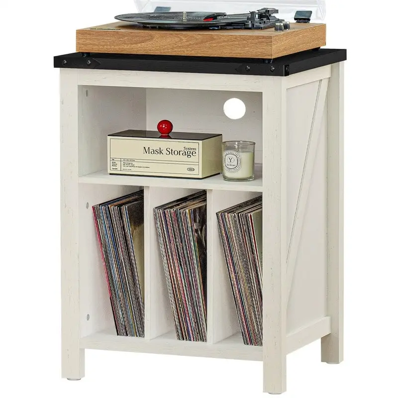 Record Player Stand with Vinyl Record Storage - 15.74 D x 19.68 W x 29.01 H