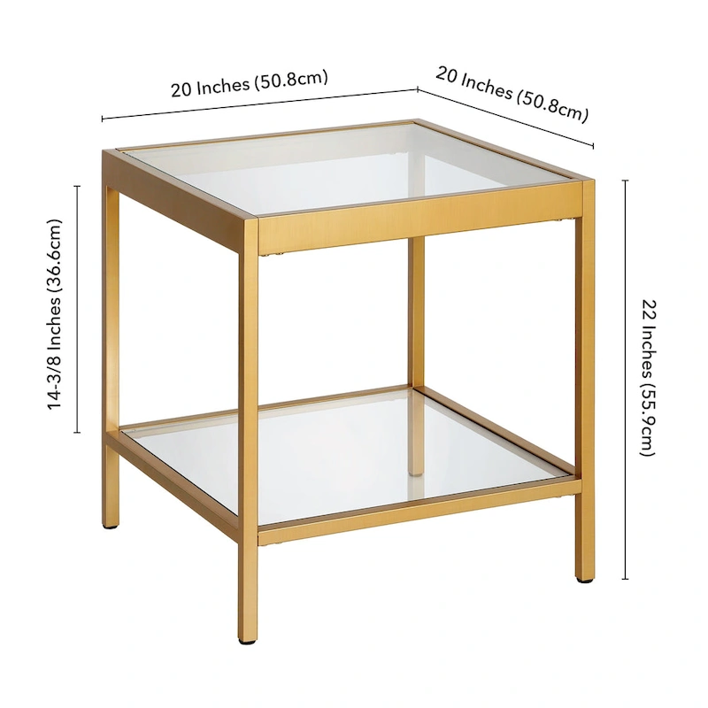 Alexis Modern Metal and Glass Square Side Table