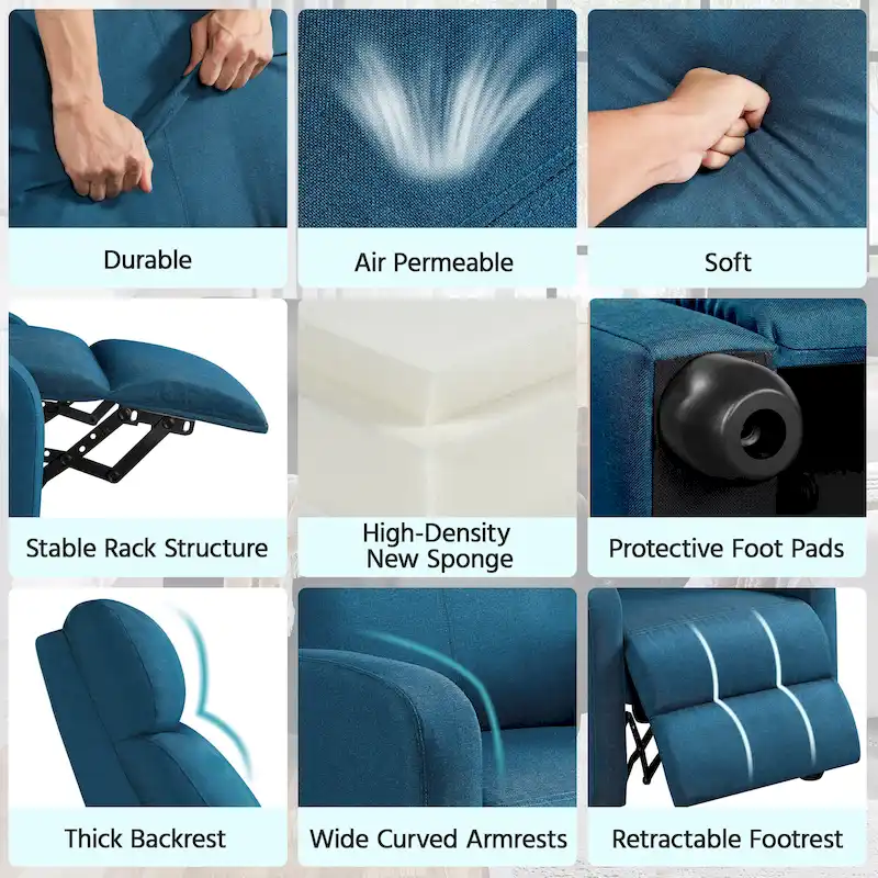 Yaheetech Modern Fabric Recliner Chair