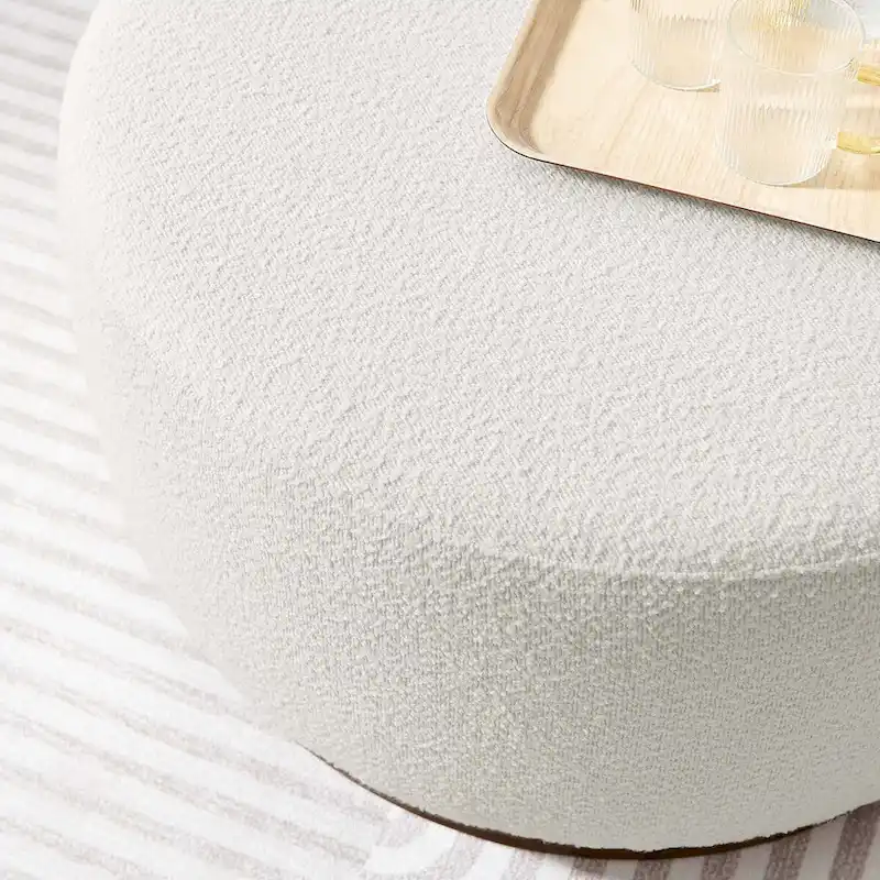 Tilden Large 23/29/38 Round Boucle Upholstered Ottoman