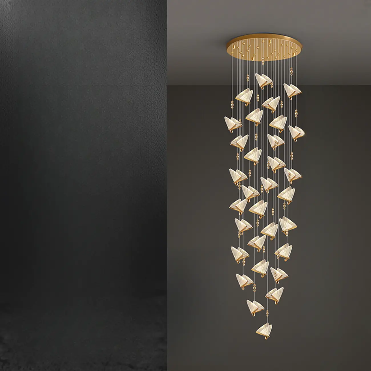 Modern Crystal Linear Butterfly Chandelier Light with Remote