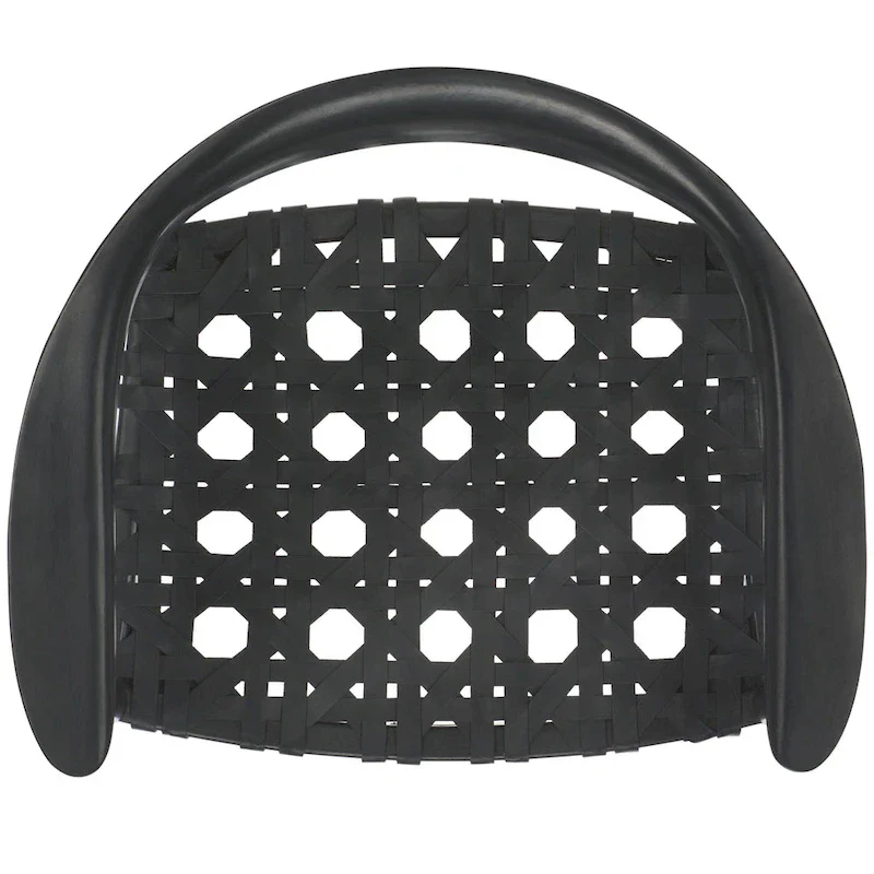 SAFAVIEH Birtie Woven Leather & Solid Wood Accent Chair (Fully Assembled) - W25 x D22 x H22 - 25Wx22Dx22H