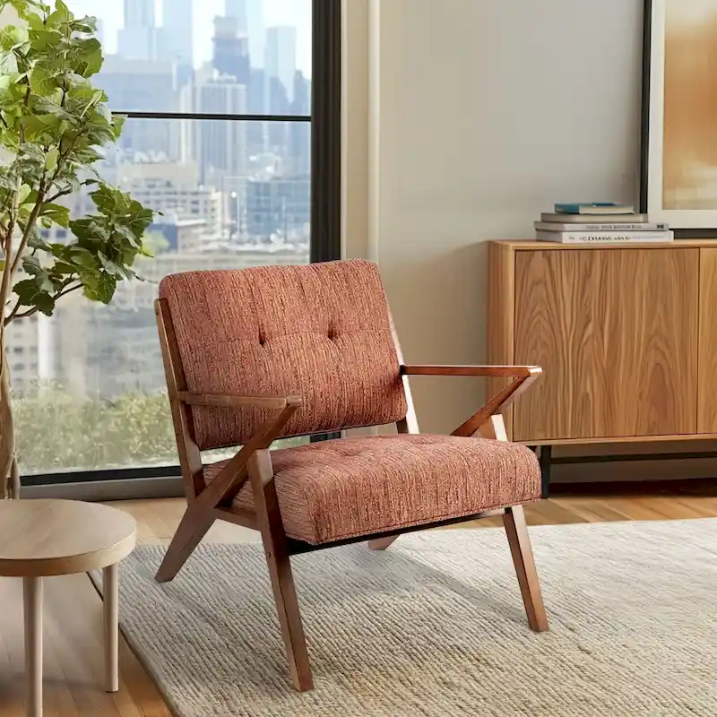INK+IVY Rocket Upholstered Arm Chair with Angled Wood Frame